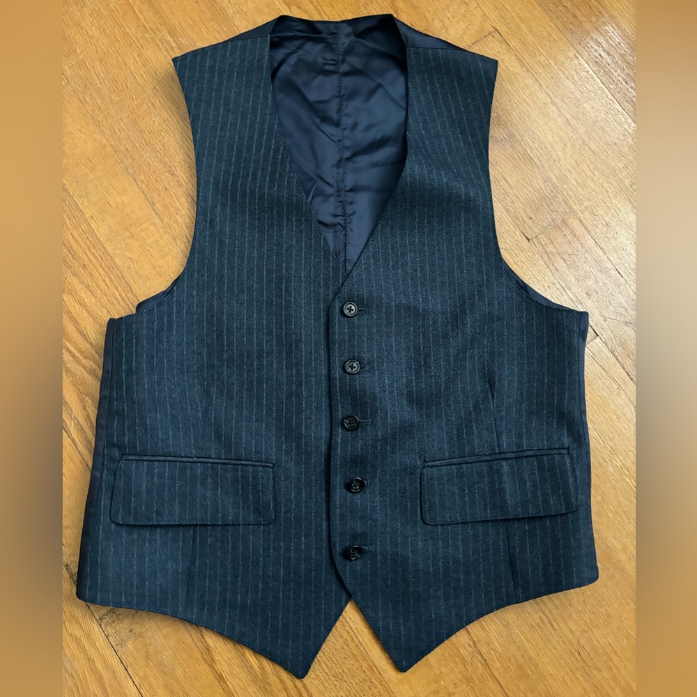 Men's Navy Pinstripe Vest
